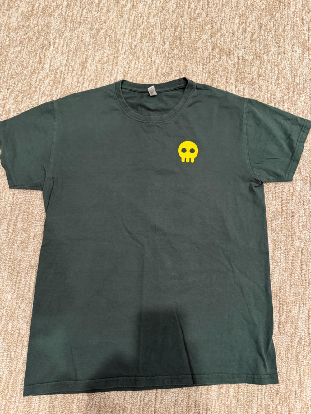 Dark Green Short Sleeve Tee with Yellow Skull “I Choose Fight” Duck Graphic